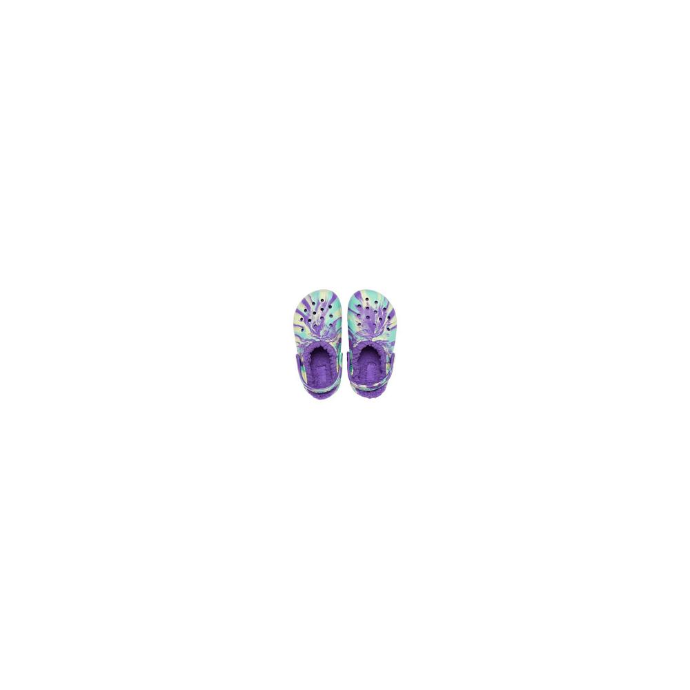 Purple / Multi Girls' Crocs Classic Lined Marbled Clogs | NZ 1523GSOL